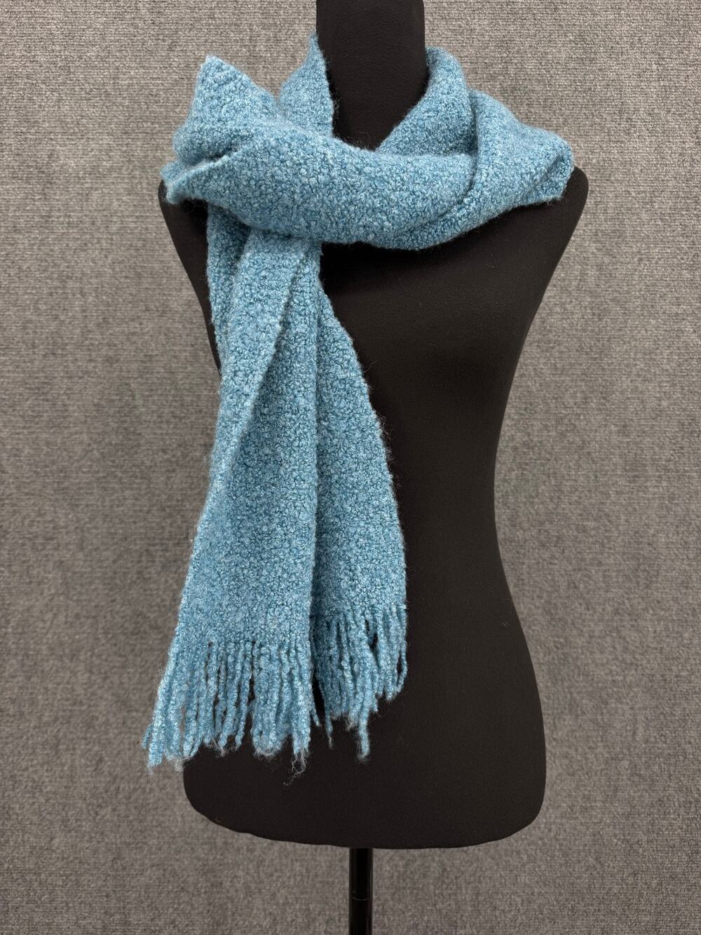 MUCROS Weavers Workshop Mohair Fringe Scarf Jewel Tone Blue